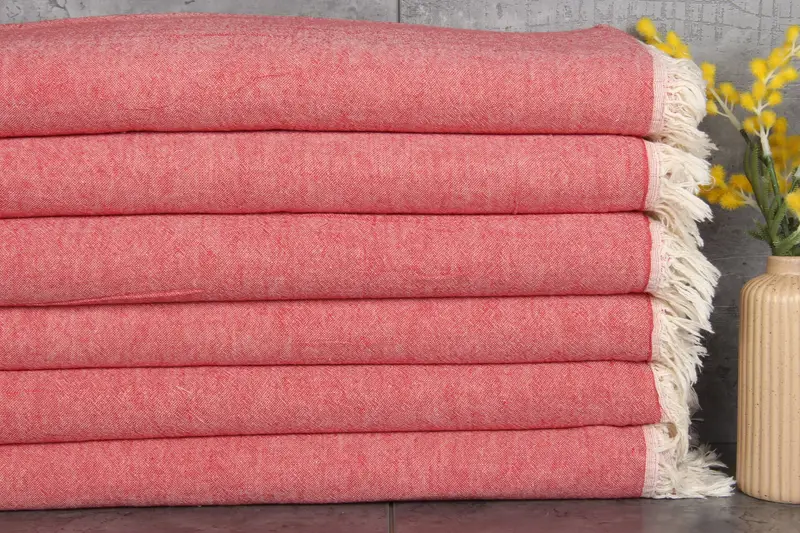 Embroidered Kitchen Towel Red Solid, 24x40 Inches