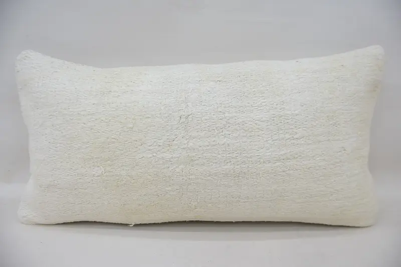 12x24 White Pillow Sham, Cushion Case, Vintage Pillow, Turkish Pillow, Ethnical Kilim Rug Pillow - 1