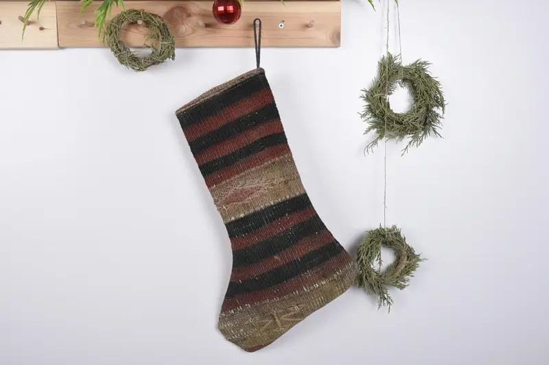 19 inç Geniş Noel Süsleri Desen Çorabı, Şenlikli Tatil Çorabı