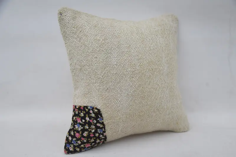 Boho Pillow Sham Cover, 12x12 Beige Cushion, Vintage Kilim Pillow, Square Throw Pillow Cover, Comfy Throw Pillow, Pillow, Ethnical Kilim Rug Pillow - 2