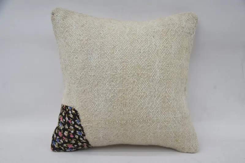 Boho Pillow Sham Cover, 12x12 Beige Cushion, Vintage Kilim Pillow, Square Throw Pillow Cover, Comfy Throw Pillow, Pillow, Ethnical Kilim Rug Pillow - 4