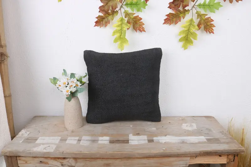 Pillow Case, Toss Pillow Case, Boho Pillow, Outdoor Throw Cushion Cover, Handmade Kilim Cushion, 12x12 Brown Cushion Case, Antique Pillows - 1