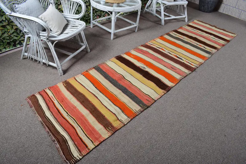 2,6x10,8 ft Teppich, türkischer Vintage Teppich, roter Oushak Wollteppich - 1