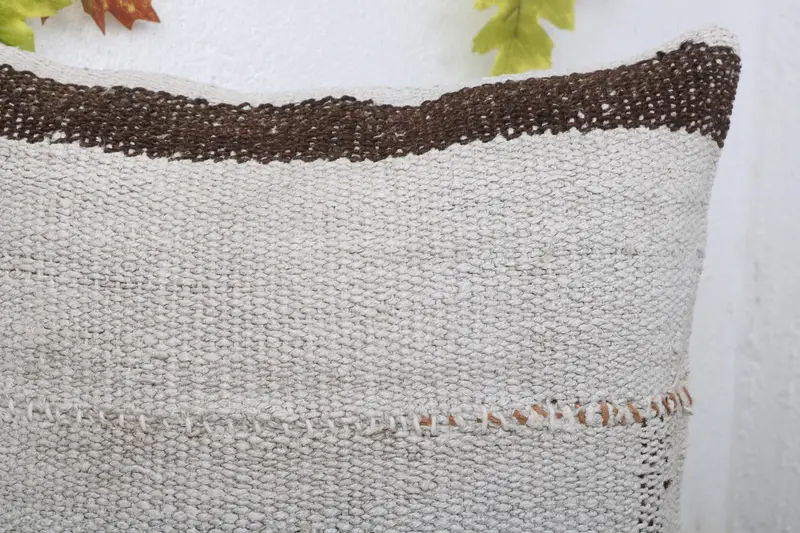 Office Chair Pillow, 16x16 White Pillow Cover, Handwoven Cushion Cover, Cushion Cover, Interior Designer Pillow, Kilim Pillow, Vintage Kilim Pillow - 5