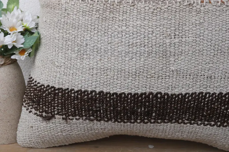 Office Chair Pillow, 16x16 White Pillow Cover, Handwoven Cushion Cover, Cushion Cover, Interior Designer Pillow, Kilim Pillow, Vintage Kilim Pillow - 3