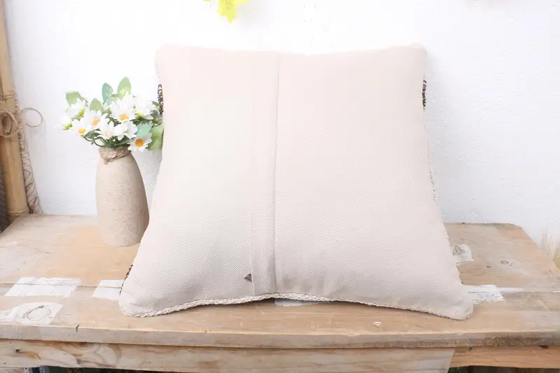 Office Chair Pillow, 16x16 White Pillow Cover, Handwoven Cushion Cover, Cushion Cover, Interior Designer Pillow, Kilim Pillow, Vintage Kilim Pillow - 7
