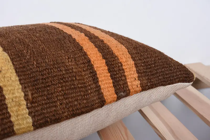 Home Decor Pillow, Pillow for Sofa, Vintage Kilim Throw Pillow, 12x24 Brown Pillow, Decorative Bolster Pillow Sham, Pillow - 7