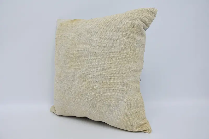 Pillow, 18x18 Beige Pillow, Seat Pillow, Kilim Pillow, Knitted Pillow Case, Antique Pillows, Customized Cushion Case, Gift Pillow - 4
