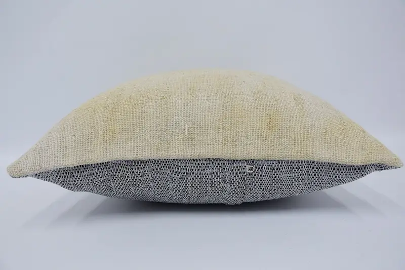 Pillow, 18x18 Beige Pillow, Seat Pillow, Kilim Pillow, Knitted Pillow Case, Antique Pillows, Customized Cushion Case, Gift Pillow - 5