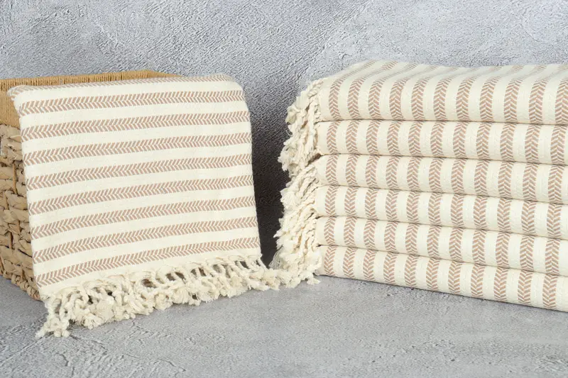 70x40 Cotton Chevron Towel, Hammam towel, Welcome Wedding Gift, Custom Wedding Gift, Guest Towel, Handmade Gift, Turkish fouta towel for outdoor use - 3