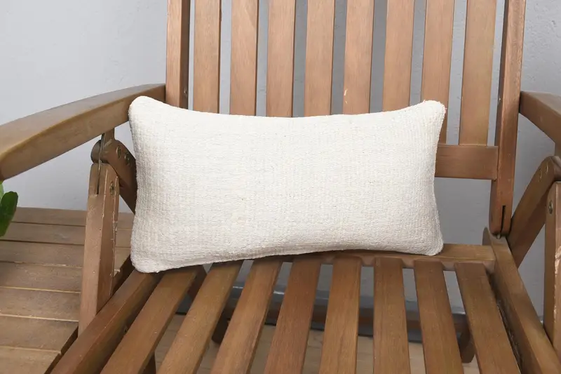 Vintage Cushion Cover, 20x40 cm White Pillowcase, Art Deco Mini Lumbar Antique Pillow Sham - 1