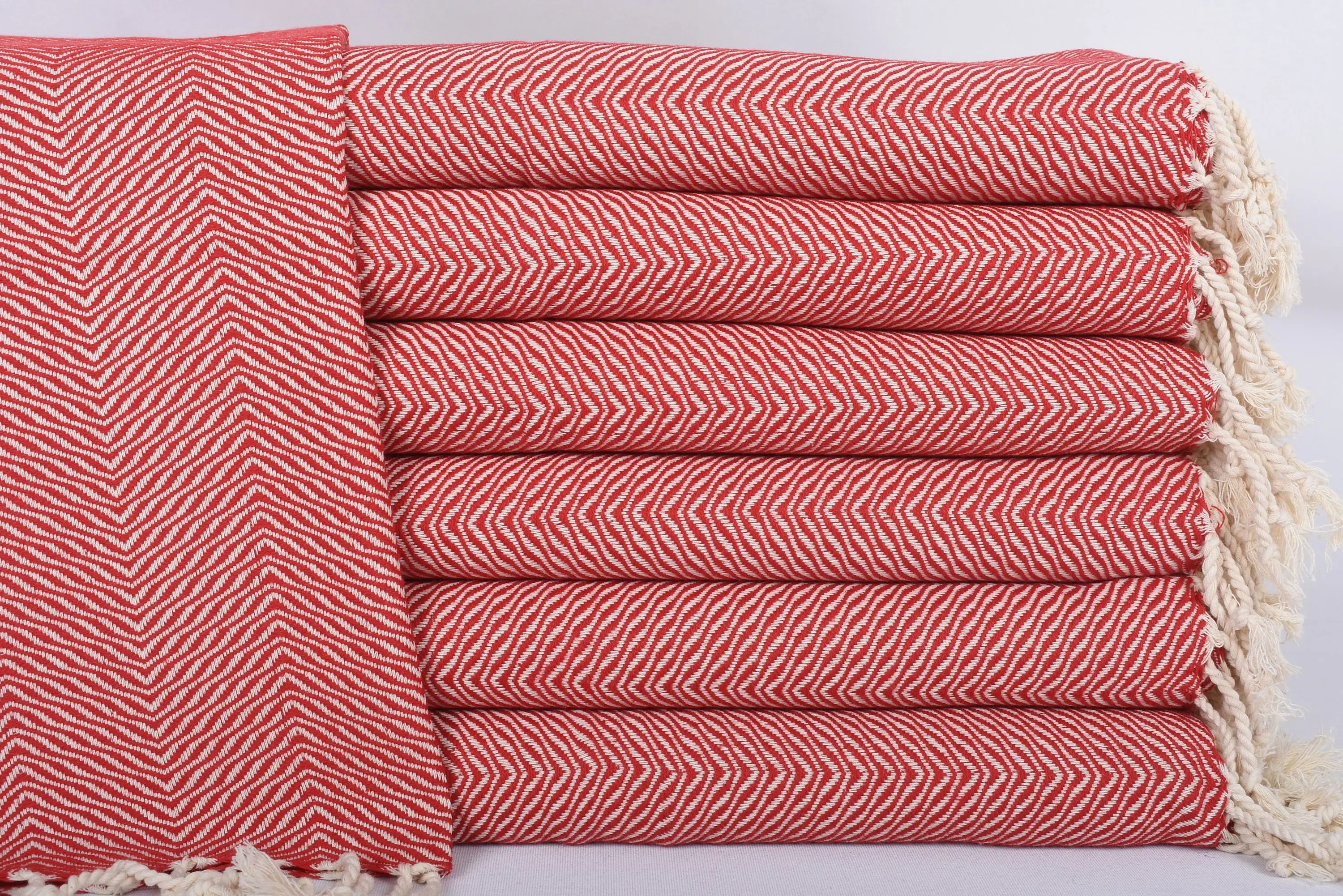 40x20 Red Chevron Dish Towel, Turkish Hand Towel, Organic Cotton - 1