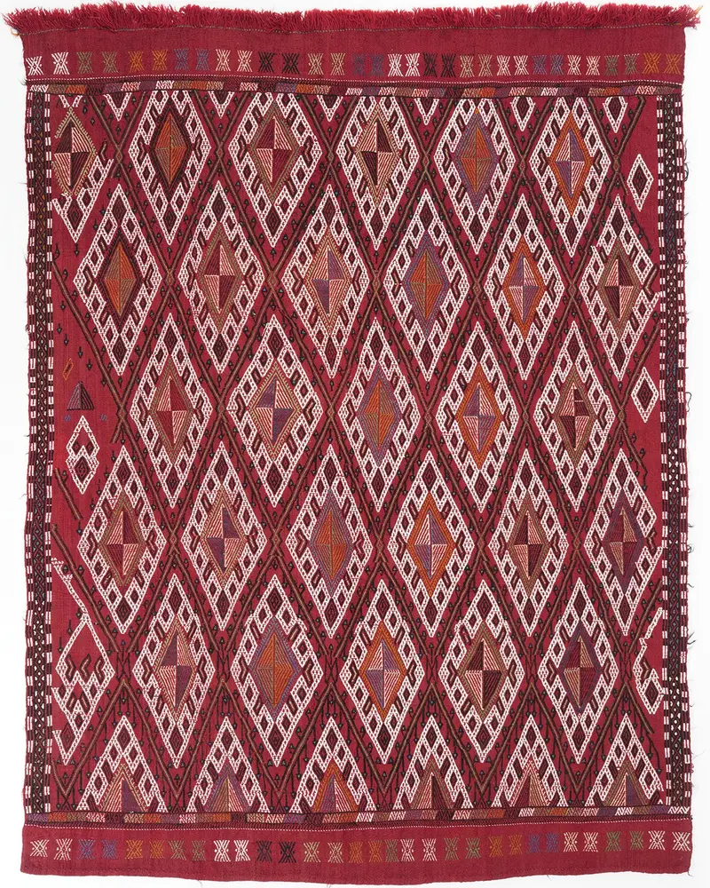 Kırmızı Beyaz Halı, 1,8x7 ft Zarif Konfor