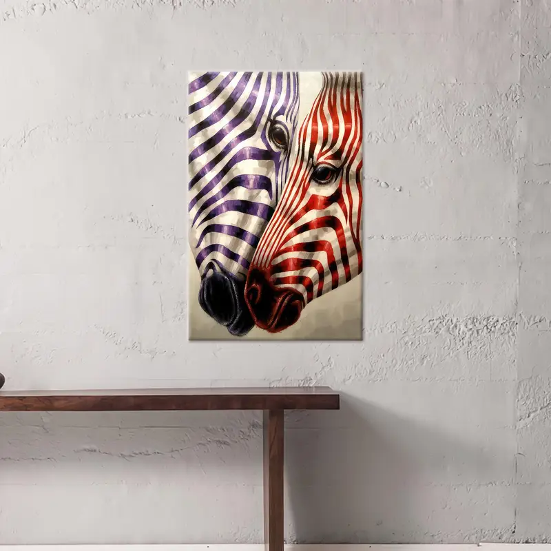 Lienzo moderno de cebra morado y rojo: decoración artística y moderna para el hogar