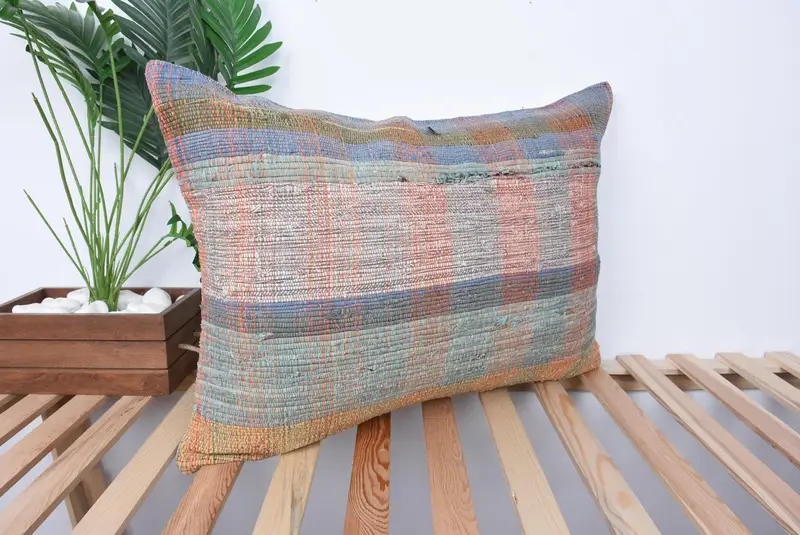 20x28 Blue Pillow Case, Pillow Cover, Turkish Kilim Pillow, Vintage Pillow, Office Chair Pillow Cover, Cozy Throw Cushion, Boho Pillow Sham Cover - 4