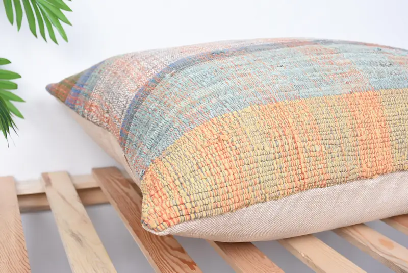 20x28 Blue Pillow Case, Pillow Cover, Turkish Kilim Pillow, Vintage Pillow, Office Chair Pillow Cover, Cozy Throw Cushion, Boho Pillow Sham Cover - 6