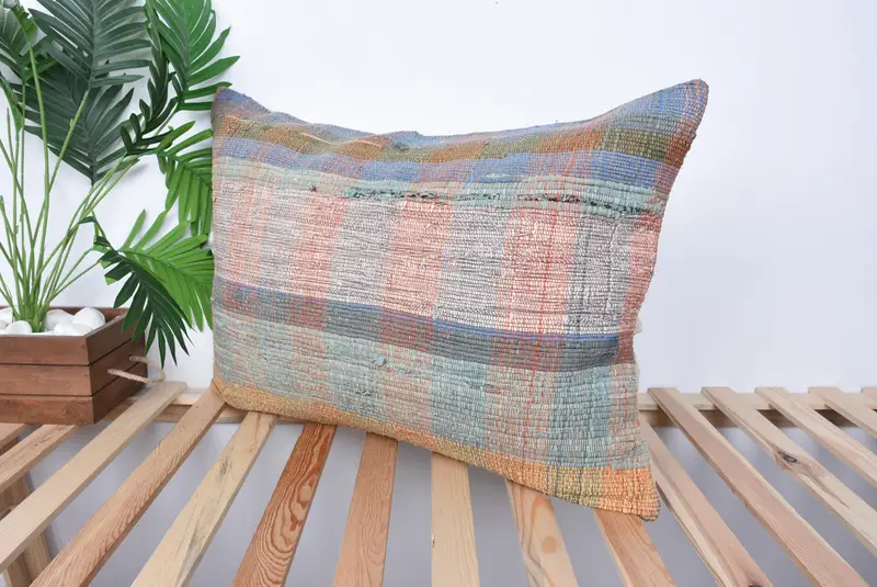 20x28 Blue Pillow Case, Pillow Cover, Turkish Kilim Pillow, Vintage Pillow, Office Chair Pillow Cover, Cozy Throw Cushion, Boho Pillow Sham Cover - 5