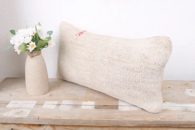 Turkish Pillow, Vintage Kilim Throw Pillow, 8x16 White Cushion Cover, Cushion Case, Outdoor Cushion Case, Home Decor Pillow, Tapestry Cushion Case - 4