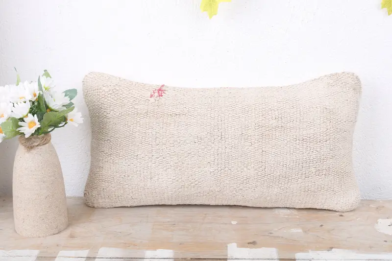 Turkish Pillow, Vintage Kilim Throw Pillow, 8x16 White Cushion Cover, Cushion Case, Outdoor Cushion Case, Home Decor Pillow, Tapestry Cushion Case - 2