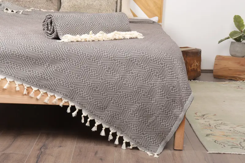 家事ギフト、装飾的なベッドスプレッド、トルコのベッドカバー、92x80コットンダイヤモンドタオル、花嫁のためのウェディングギフト、花嫁介添人ギフト、ブライダルシャワーギフト - 1