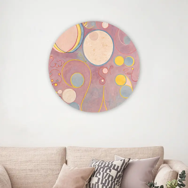 Modernes, abstrakt bedrucktes Boho-Leinwandbild in Rosa – trendiges Dekor