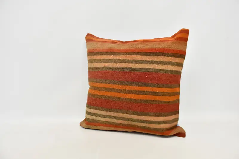 Boho Pillow Sham Cover, Cushion, Gift Pillow, Accent Pillow Cover, 24x24 Red Cushion, Bolster Throw Pillow, Handmade Kilim Cushion - 4