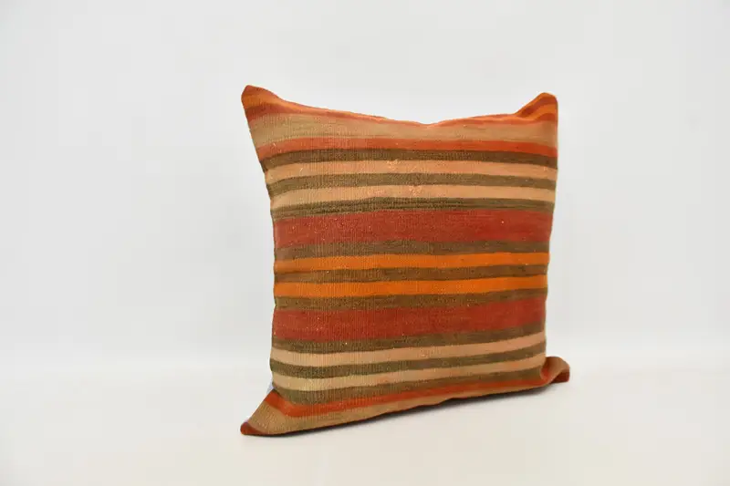 Boho Pillow Sham Cover, Cushion, Gift Pillow, Accent Pillow Cover, 24x24 Red Cushion, Bolster Throw Pillow, Handmade Kilim Cushion - 3