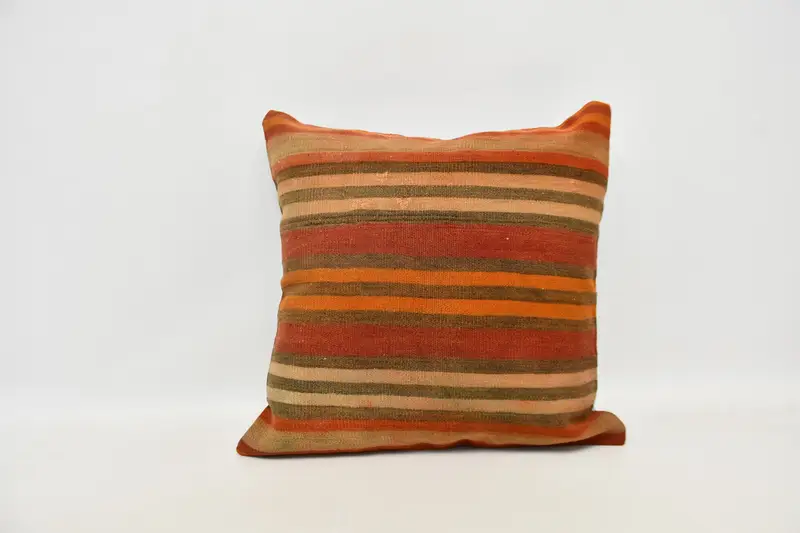 Boho Pillow Sham Cover, Cushion, Gift Pillow, Accent Pillow Cover, 24x24 Red Cushion, Bolster Throw Pillow, Handmade Kilim Cushion - 1