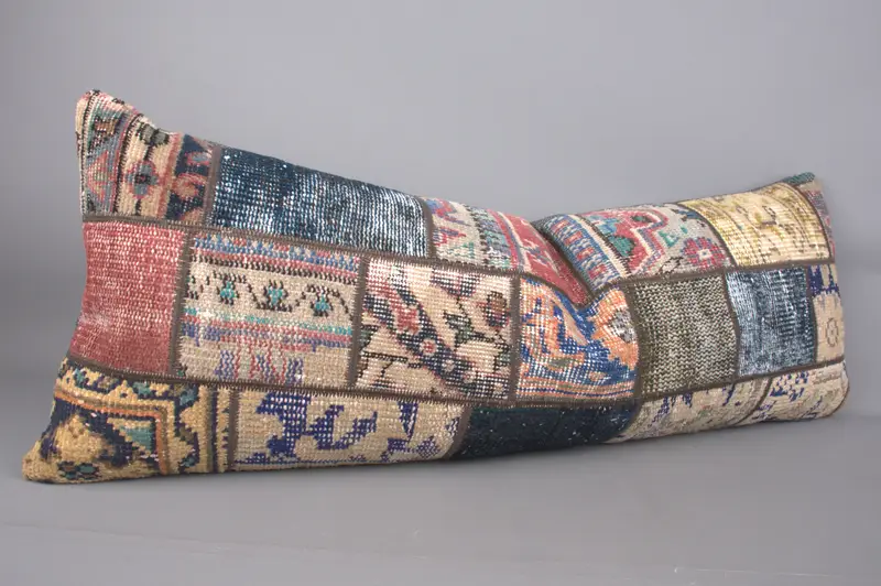 16x43 Blue Cushion Case, Pillow for Couch, Colorful Pillow, Tribal Cushion Case, Cushion, Vintage Kilim Pillow, Home Decor Pillow, Handwoven Cushion - 1