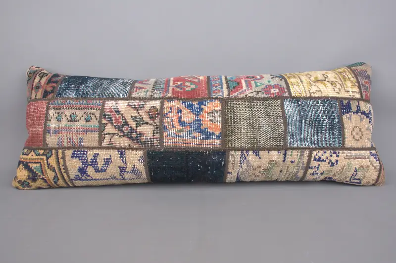 16x43 Blue Cushion Case, Pillow for Couch, Colorful Pillow, Tribal Cushion Case, Cushion, Vintage Kilim Pillow, Home Decor Pillow, Handwoven Cushion - 3