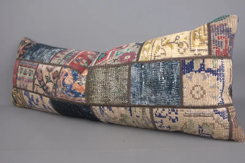 16x43 Blue Cushion Case, Pillow for Couch, Colorful Pillow, Tribal Cushion Case, Cushion, Vintage Kilim Pillow, Home Decor Pillow, Handwoven Cushion - 2