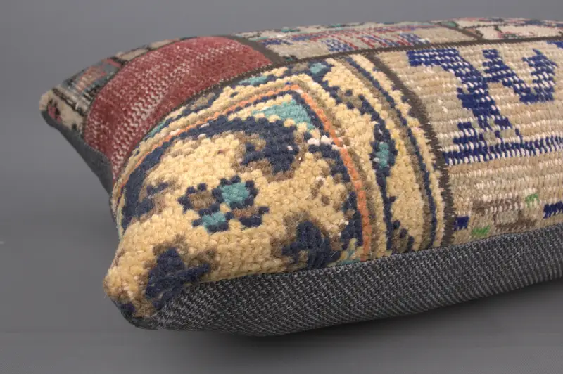16x43 Blue Cushion Case, Pillow for Couch, Colorful Pillow, Tribal Cushion Case, Cushion, Vintage Kilim Pillow, Home Decor Pillow, Handwoven Cushion - 5