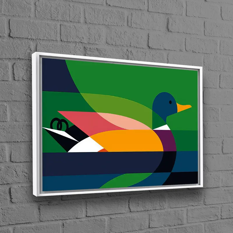 Lienzo impreso con diseño de pato elegante: arte animal abstracto