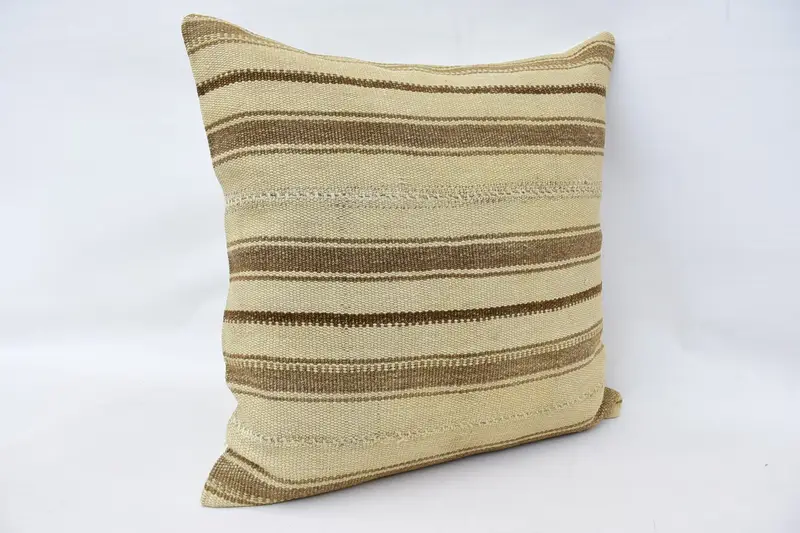 Boho Pillow, 32x32 Beige Cushion Case, Comfy Throw Cushion, Turkish Pillow, Cushion, Vintage Cushion Case, Antique Pillows, Chair Pillow Sham - 3