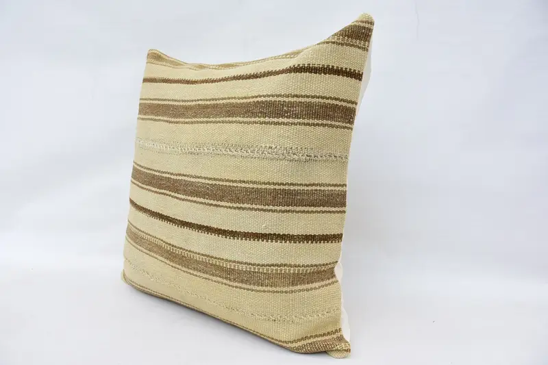 Boho Pillow, 32x32 Beige Cushion Case, Comfy Throw Cushion, Turkish Pillow, Cushion, Vintage Cushion Case, Antique Pillows, Chair Pillow Sham - 5