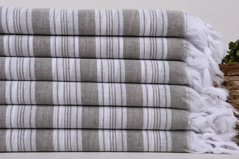 70x40 Cotton Striped Towel, Cotton towel, Thin towel, Towel With Name, Handmade Gift, Handmade Turkish bath towel for summer vacation, Bachelor Gift - 2