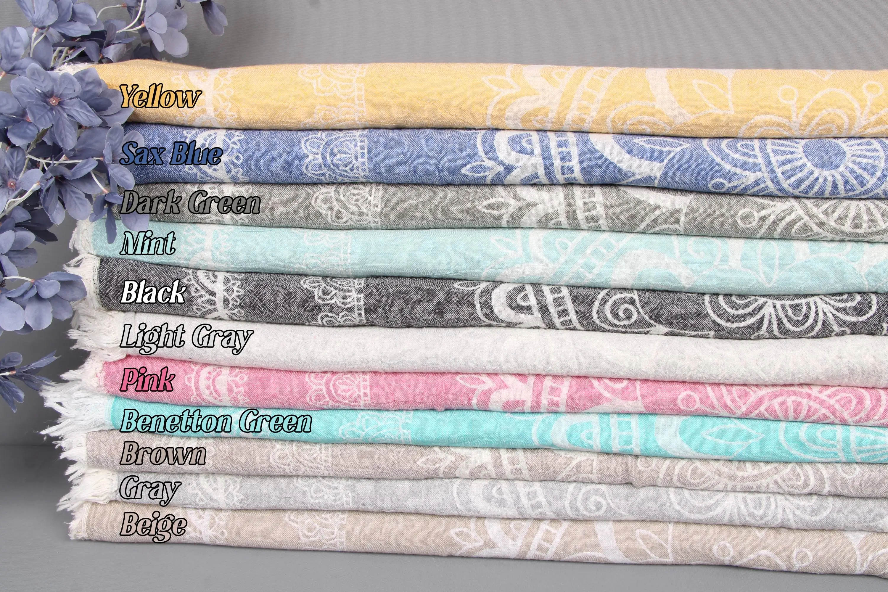 Throw Blanket Couch, 79x87 Cotton Blanket, Ethnic Design, Beige - 1