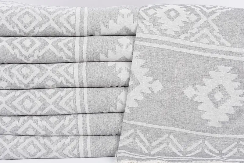 74x40 Cotton Geometric Towel, Turkish bath towel, Personalized Beach Towel, Housewarming Gift, Custom Beach Towels, Welcome Wedding Gift - 3