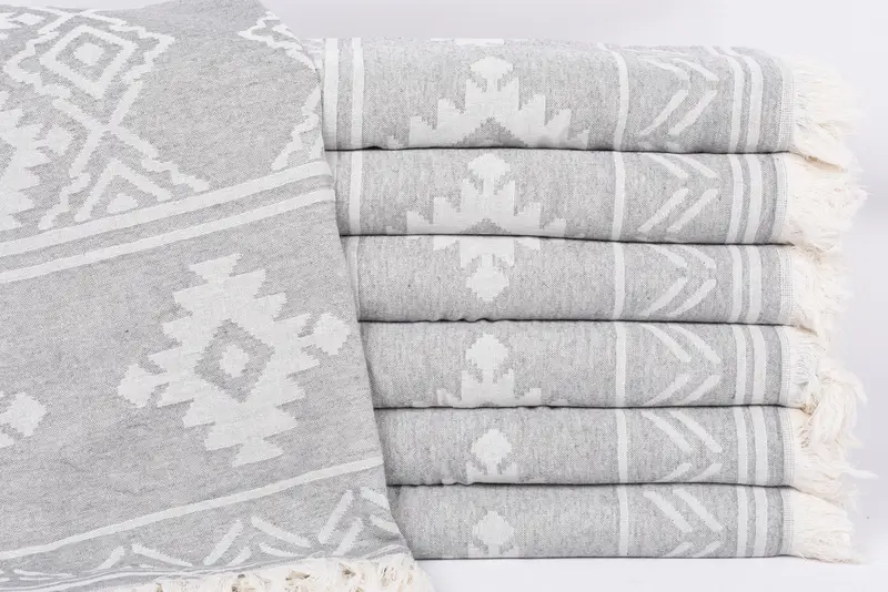 74x40 Cotton Geometric Towel, Turkish bath towel, Personalized Beach Towel, Housewarming Gift, Custom Beach Towels, Welcome Wedding Gift - 2