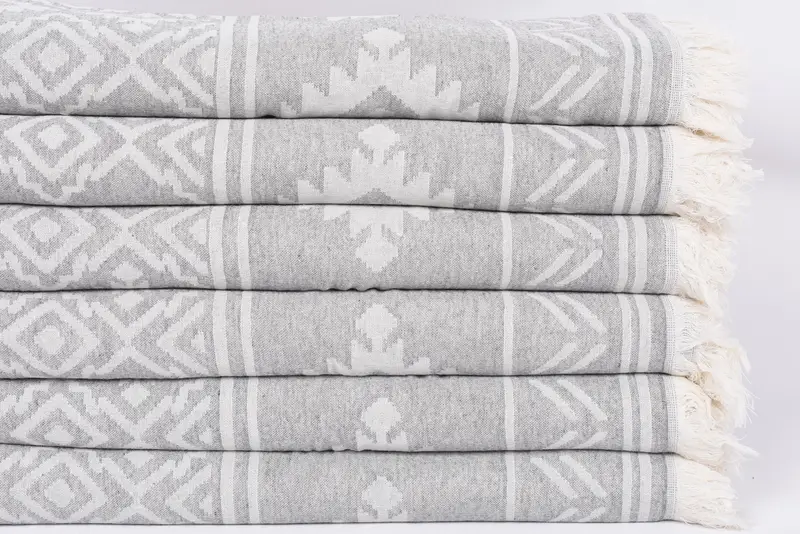 74x40 Cotton Geometric Towel, Turkish bath towel, Personalized Beach Towel, Housewarming Gift, Custom Beach Towels, Welcome Wedding Gift - 4