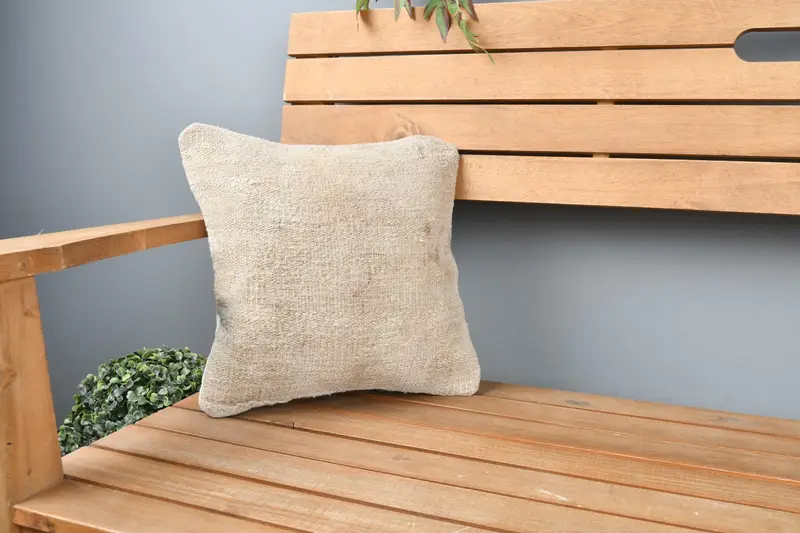 Aztec Pillow, Pillow for Sofa, Accent Cushion, 12x12 Beige Pillow, Interior Designer Pillow, Vintage Kilim Pillow, Pillow Sham - 1