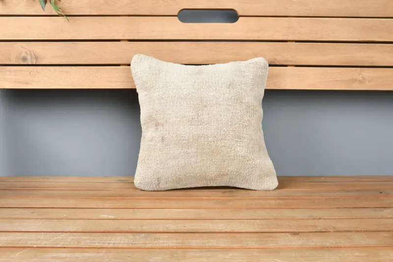 Aztec Pillow, Pillow for Sofa, Accent Cushion, 12x12 Beige Pillow, Interior Designer Pillow, Vintage Kilim Pillow, Pillow Sham - 6