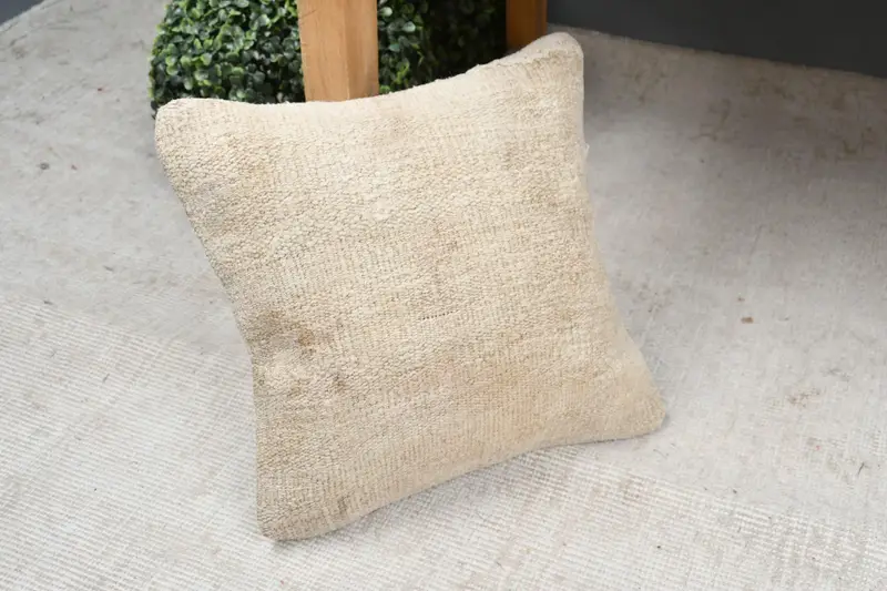 Aztec Pillow, Pillow for Sofa, Accent Cushion, 12x12 Beige Pillow, Interior Designer Pillow, Vintage Kilim Pillow, Pillow Sham - 7