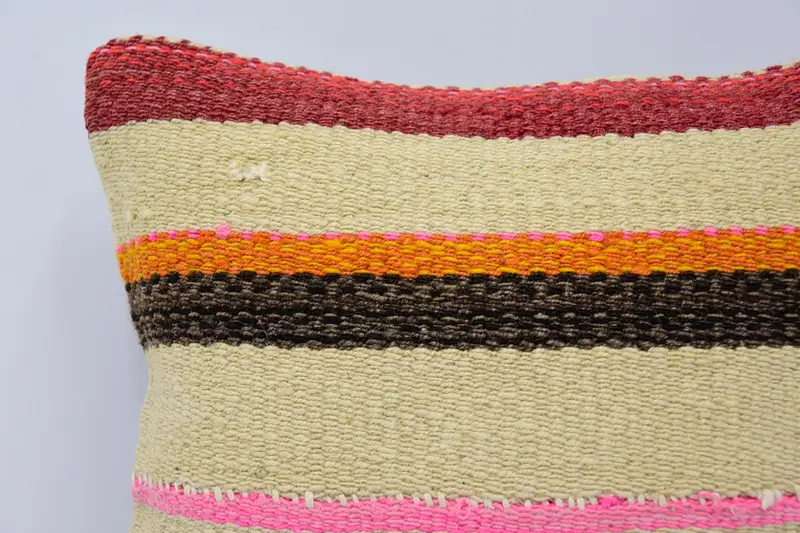 Pillow Case, Morroccon Kilim Cushion Pillow, Interior Designer Pillow, Boho Pillow, 12x12 Beige Pillow Cover, Home Decor Pillow - 2