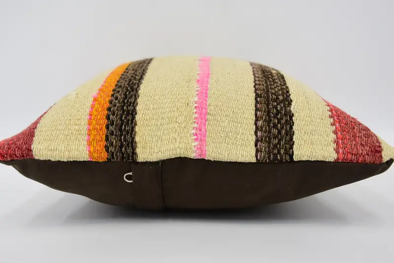 Pillow Case, Morroccon Kilim Cushion Pillow, Interior Designer Pillow, Boho Pillow, 12x12 Beige Pillow Cover, Home Decor Pillow - 5