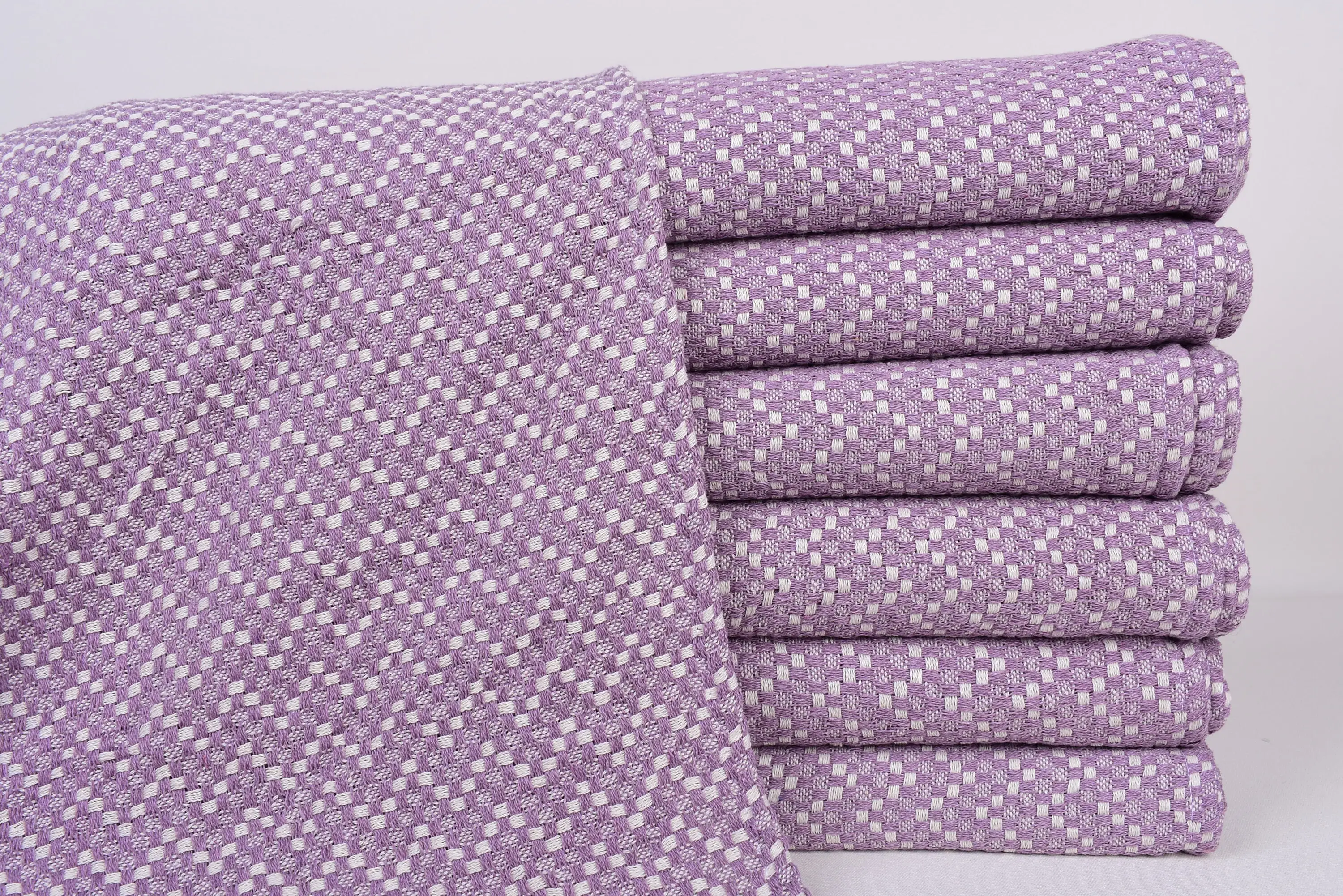 Personalized Hand Towel Organic Cotton Lilac Herringbone, 32x20 Inches - 1