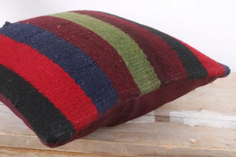 Cushion Case, 12x12 Red Cushion, Vintage Pillow, Vintage Kilim Throw Pillow, Tribal Cushion Case, Nautical Throw Cushion Case, Turkish Kilim Pillow - 6