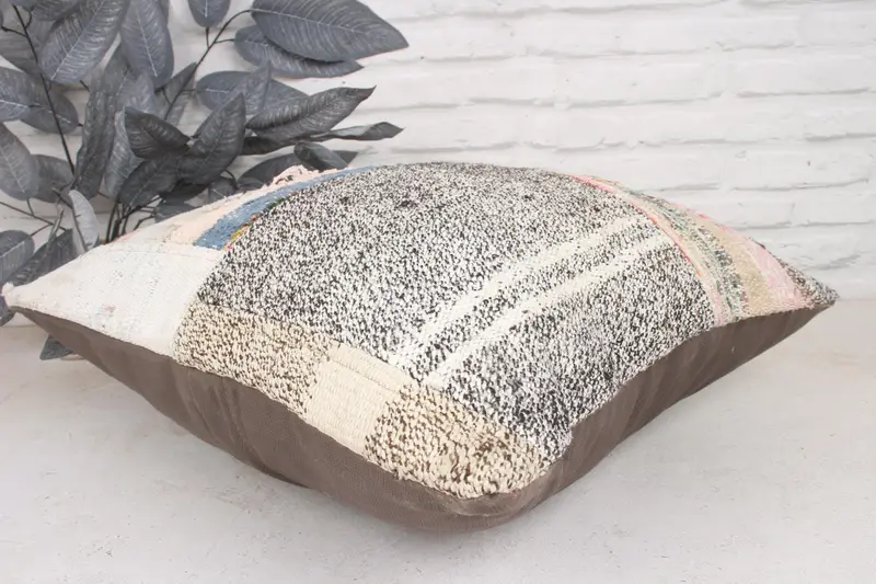 Throw Kilim Pillow, Tribal Cushion, Cushion, Cotton Cushion Cover, 20x20 Beige Cushion Cover, Pillow for Sofa, Handmade Cushion Cover, Kilim Pillow - 6