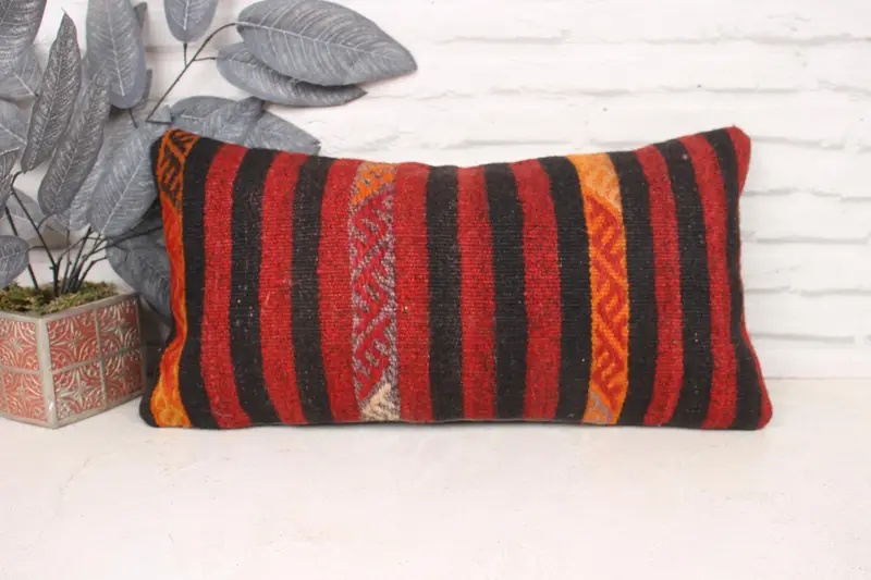 Sofa Bolster Cushion Cover, Home Decor Pillow, 12x24 Red Pillow Case, Pillow Cover, Pillow for Sofa, Interior Designer Pillow - 1