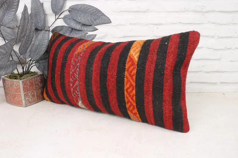 Sofa Bolster Cushion Cover, Home Decor Pillow, 12x24 Red Pillow Case, Pillow Cover, Pillow for Sofa, Interior Designer Pillow - 4